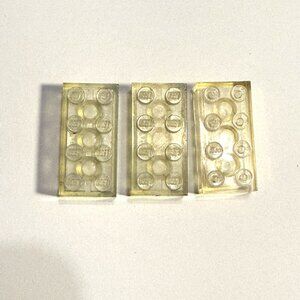 Vintage 1980's Lego Parts - Clear 2x4 - 3 Pieces (LGP-01)
